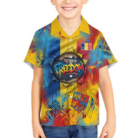 Romania Freedom Hawaiian Shirt Flag Day June 26 - Raised Fist - Graffiti Style