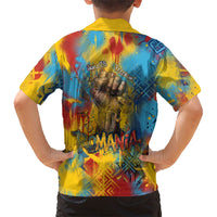 Romania Freedom Hawaiian Shirt Flag Day June 26 - Raised Fist - Graffiti Style
