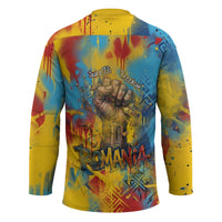 Romania Freedom Hockey Jersey Flag Day June 26 - Raised Fist - Graffiti Style