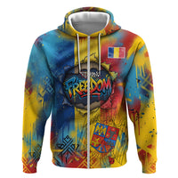 Romania Freedom Hoodie Flag Day June 26 - Raised Fist - Graffiti Style
