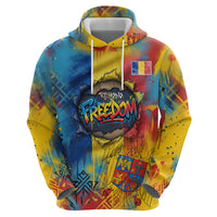 Romania Freedom Hoodie Flag Day June 26 - Raised Fist - Graffiti Style