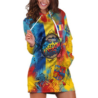 Romania Freedom Hoodie Dress Flag Day June 26 - Raised Fist - Graffiti Style