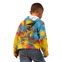 Romania Freedom Kid Hoodie Flag Day June 26 - Raised Fist - Graffiti Style