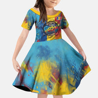 Romania Freedom Kid Short Sleeve Dress Flag Day June 26 - Raised Fist - Graffiti Style