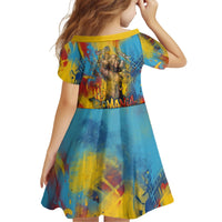 Romania Freedom Kid Short Sleeve Dress Flag Day June 26 - Raised Fist - Graffiti Style