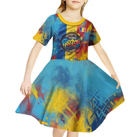 Romania Freedom Kid Short Sleeve Dress Flag Day June 26 - Raised Fist - Graffiti Style