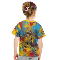 Romania Freedom Kid T Shirt Flag Day June 26 - Raised Fist - Graffiti Style