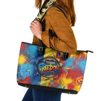 Romania Freedom Leather Tote Bag Flag Day June 26 - Raised Fist - Graffiti Style