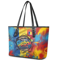 Romania Freedom Leather Tote Bag Flag Day June 26 - Raised Fist - Graffiti Style