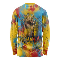 Romania Freedom Long Sleeve Shirt Flag Day June 26 - Raised Fist - Graffiti Style