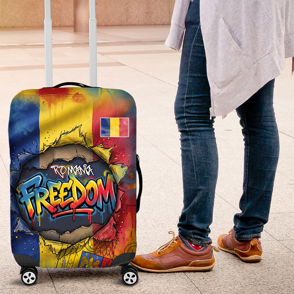 Romania Freedom Luggage Cover Flag Day June 26 - Raised Fist - Graffiti Style