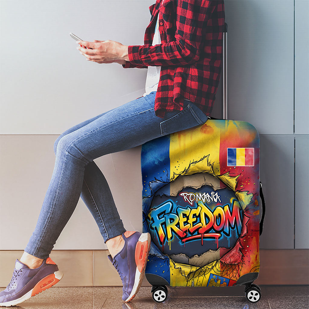 Romania Freedom Luggage Cover Flag Day June 26 - Raised Fist - Graffiti Style