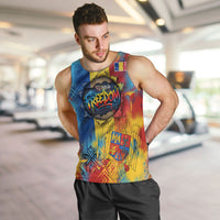 Romania Freedom Men Tank Top Flag Day June 26 - Raised Fist - Graffiti Style