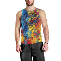 Romania Freedom Men Tank Top Flag Day June 26 - Raised Fist - Graffiti Style