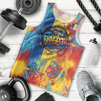 Romania Freedom Men Tank Top Flag Day June 26 - Raised Fist - Graffiti Style