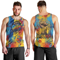 Romania Freedom Men Tank Top Flag Day June 26 - Raised Fist - Graffiti Style