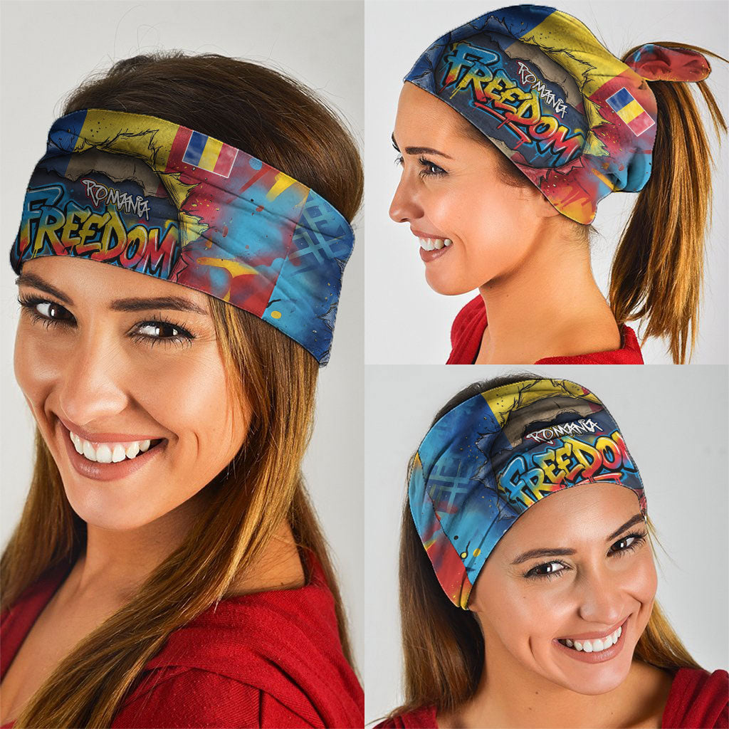 Romania Freedom Neck Gaiter Flag Day June 26 - Raised Fist - Graffiti Style