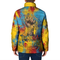 Romania Freedom Padded Jacket Flag Day June 26 - Raised Fist - Graffiti Style