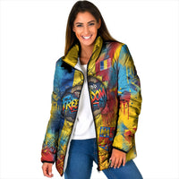 Romania Freedom Padded Jacket Flag Day June 26 - Raised Fist - Graffiti Style
