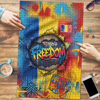 Romania Freedom Puzzle Flag Day June 26 - Raised Fist - Graffiti Style