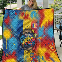 Romania Freedom Quilt Flag Day June 26 - Raised Fist - Graffiti Style