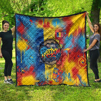 Romania Freedom Quilt Flag Day June 26 - Raised Fist - Graffiti Style