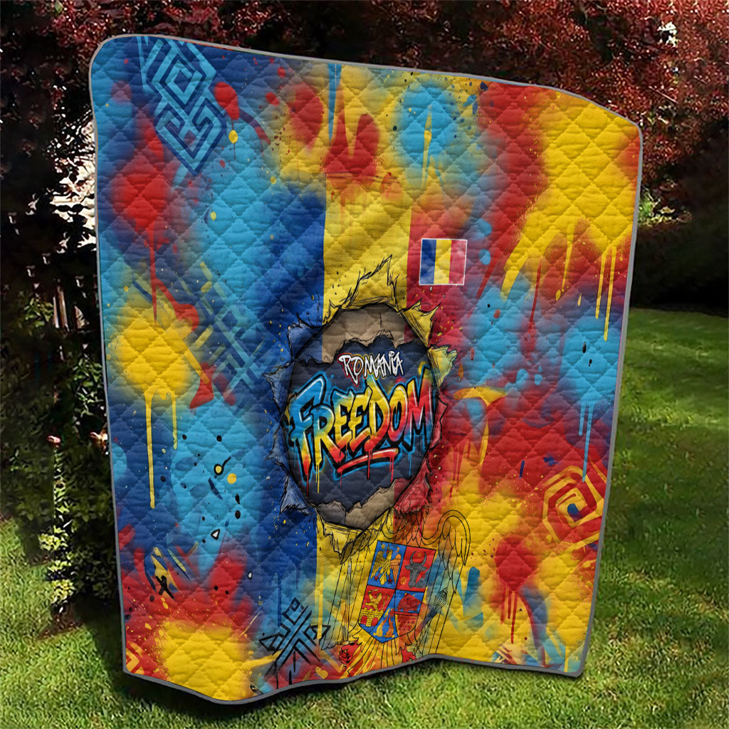 Romania Freedom Quilt Flag Day June 26 - Raised Fist - Graffiti Style