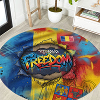 Romania Freedom Round Carpet Flag Day June 26 - Raised Fist - Graffiti Style
