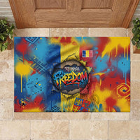 Romania Freedom Rubber Doormat Flag Day June 26 - Raised Fist - Graffiti Style