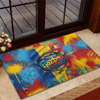 Romania Freedom Rubber Doormat Flag Day June 26 - Raised Fist - Graffiti Style