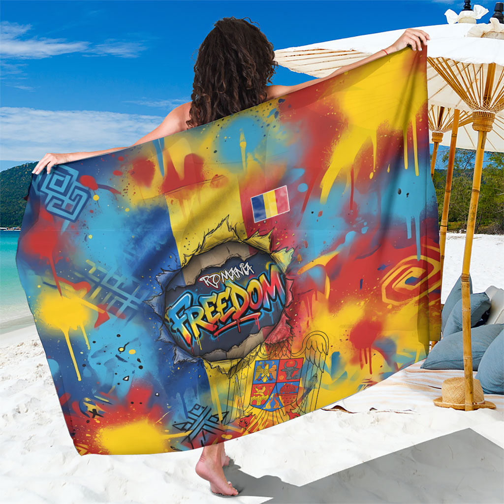 Romania Freedom Sarong Flag Day June 26 - Raised Fist - Graffiti Style