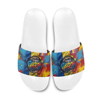 Romania Freedom Slide Sandals Flag Day June 26 - Raised Fist - Graffiti Style