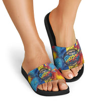 Romania Freedom Slide Sandals Flag Day June 26 - Raised Fist - Graffiti Style