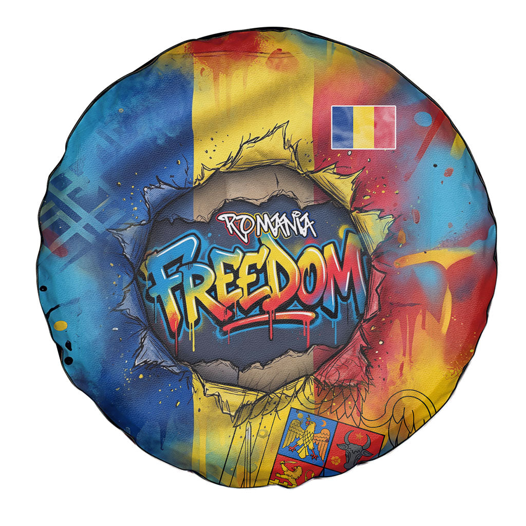 Romania Freedom Spare Tire Cover Flag Day June 26 - Raised Fist - Graffiti Style