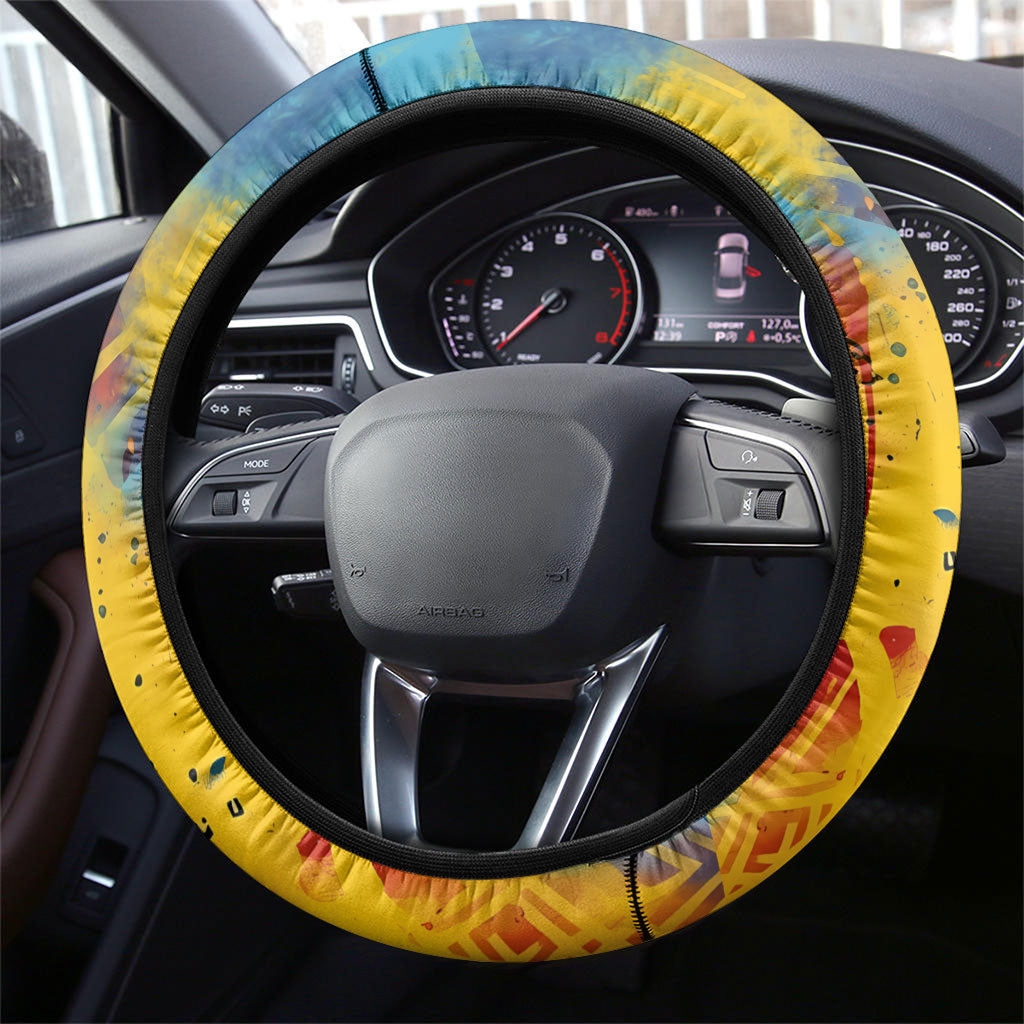 Romania Freedom Steering Wheel Cover Flag Day June 26 - Raised Fist - Graffiti Style