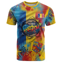 Romania Freedom T Shirt Flag Day June 26 - Raised Fist - Graffiti Style