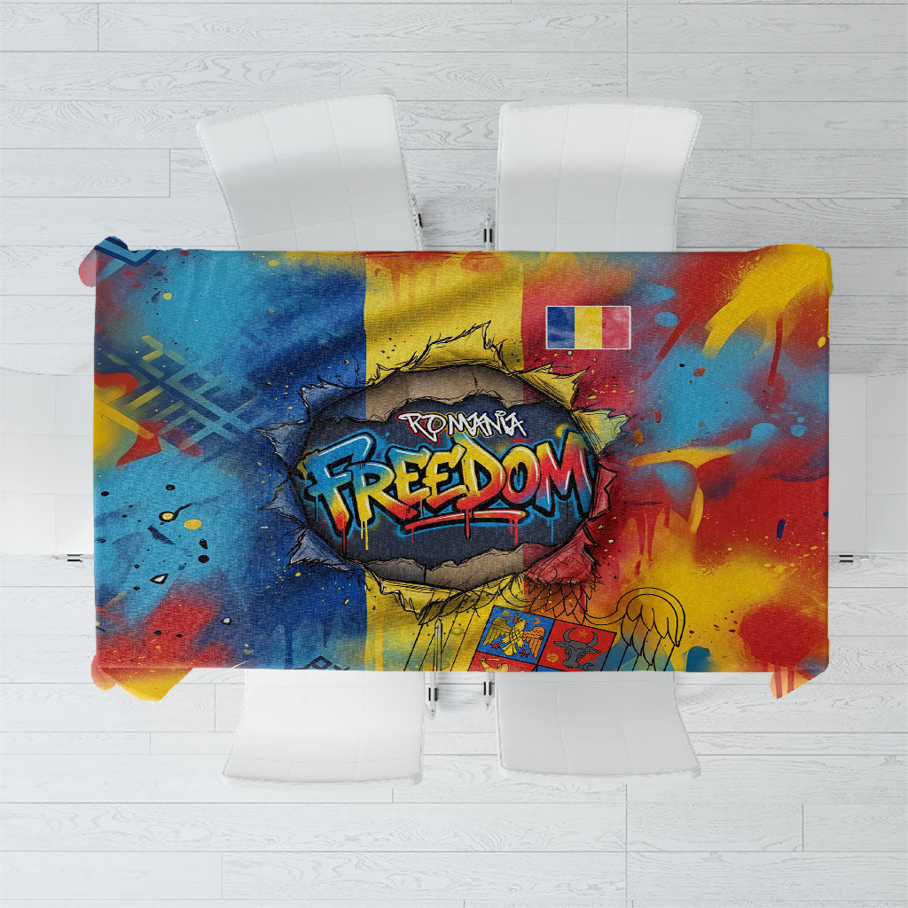 Romania Freedom Tablecloth Flag Day June 26 - Raised Fist - Graffiti Style