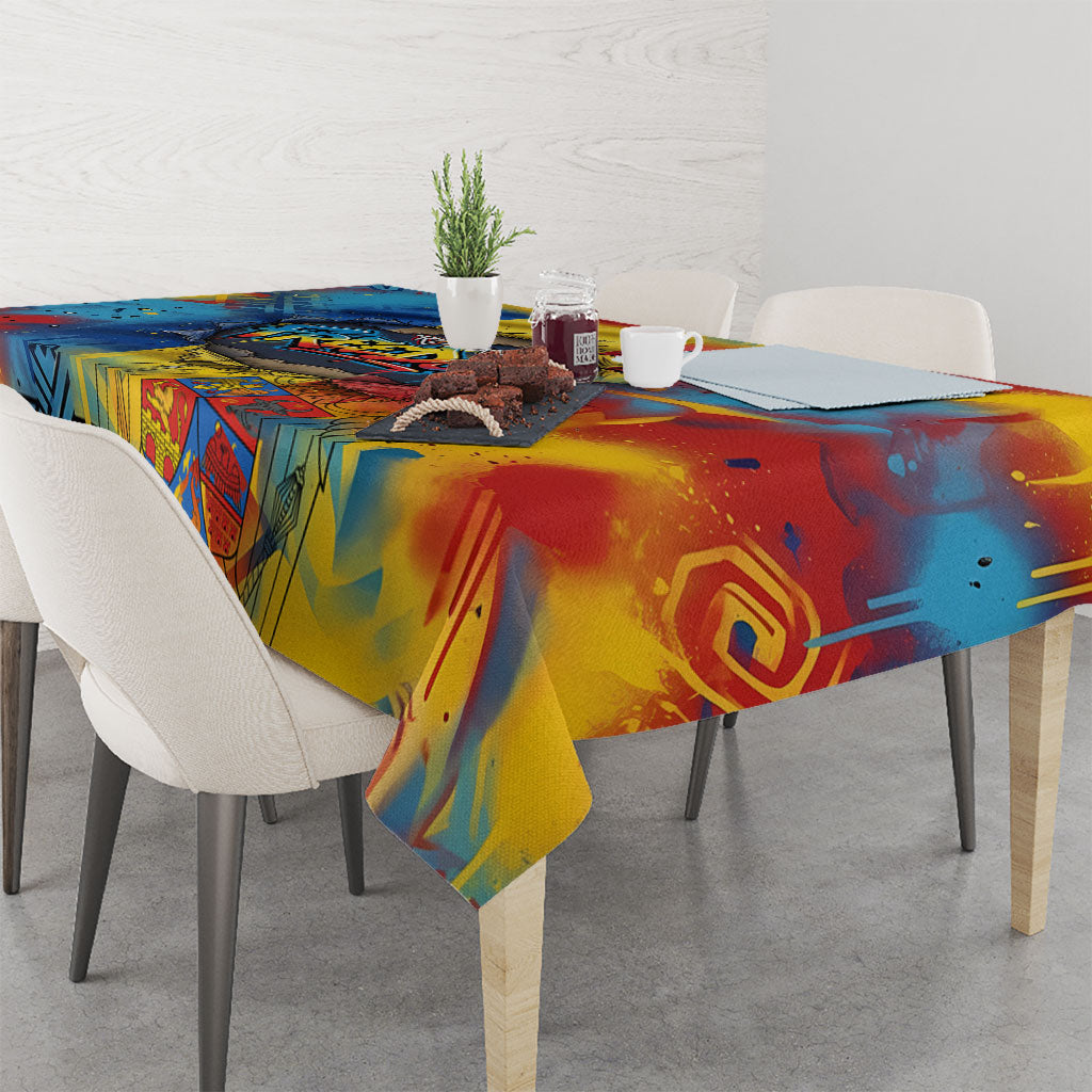 Romania Freedom Tablecloth Flag Day June 26 - Raised Fist - Graffiti Style