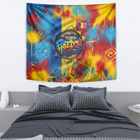 Romania Freedom Tapestry Flag Day June 26 - Raised Fist - Graffiti Style