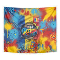 Romania Freedom Tapestry Flag Day June 26 - Raised Fist - Graffiti Style