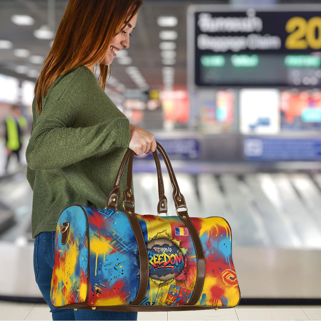 Romania Freedom Travel Bag Flag Day June 26 - Raised Fist - Graffiti Style