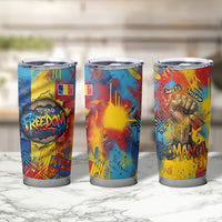 Romania Freedom Tumbler Cup Flag Day June 26 - Raised Fist - Graffiti Style