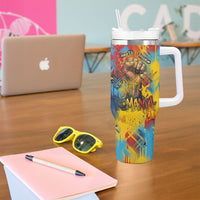 Romania Freedom Tumbler With Handle Flag Day June 26 - Raised Fist - Graffiti Style
