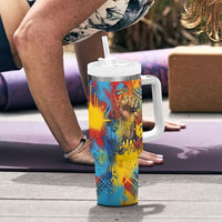Romania Freedom Tumbler With Handle Flag Day June 26 - Raised Fist - Graffiti Style