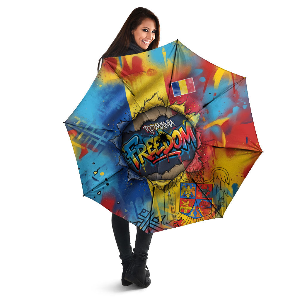 Romania Freedom Umbrella Flag Day June 26 - Raised Fist - Graffiti Style