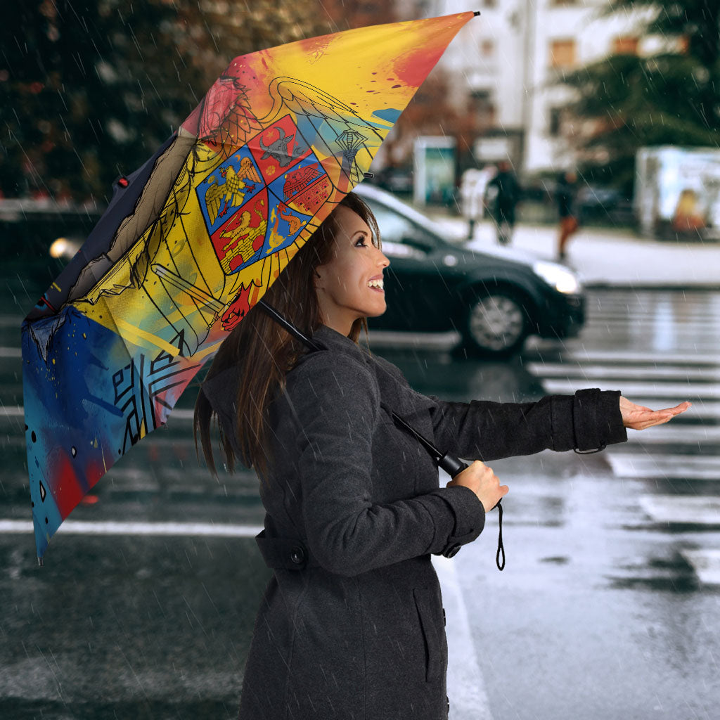 Romania Freedom Umbrella Flag Day June 26 - Raised Fist - Graffiti Style