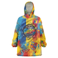 Romania Freedom Wearable Blanket Hoodie Flag Day June 26 - Raised Fist - Graffiti Style