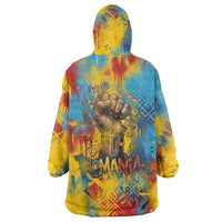 Romania Freedom Wearable Blanket Hoodie Flag Day June 26 - Raised Fist - Graffiti Style