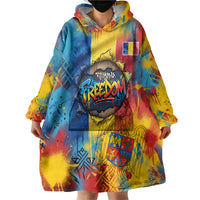 Romania Freedom Wearable Blanket Hoodie Flag Day June 26 - Raised Fist - Graffiti Style