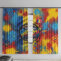 Romania Freedom Window Curtain Flag Day June 26 - Raised Fist - Graffiti Style